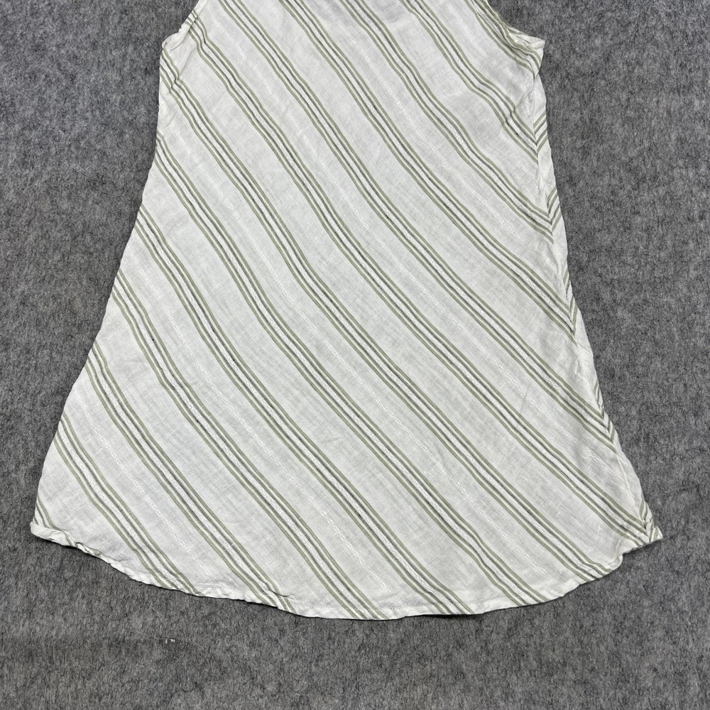 FLAX Dress Womens Small White Green Stripe Linen Sleeveless A Line Tank - Picture 12 of 14